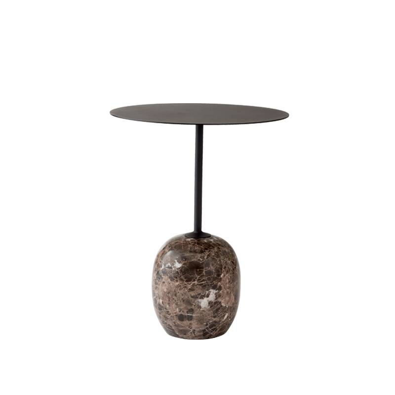 Table d'appoint guéridon LATO LN8 Noir & marbre Emperador marron AND TRADITION