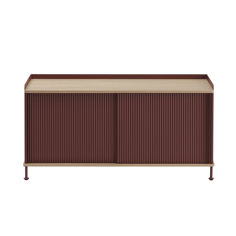 Meuble de rangement ENFOLD Buffet L 124 Chêne/ rouge foncé MUUTO