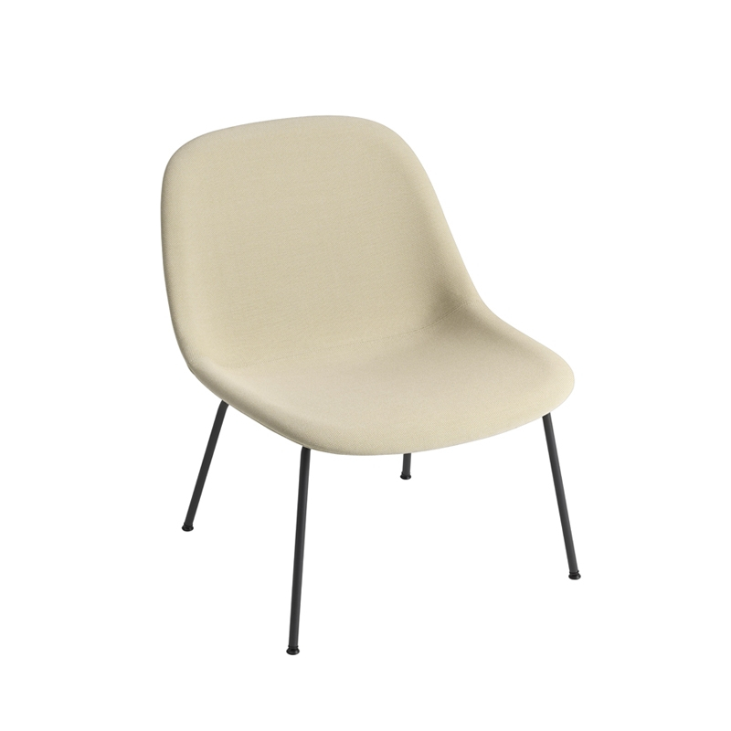 Fauteuil FIBER LOUNGE Coque tissu/ pieds acier Beige 236/ noir MUUTO