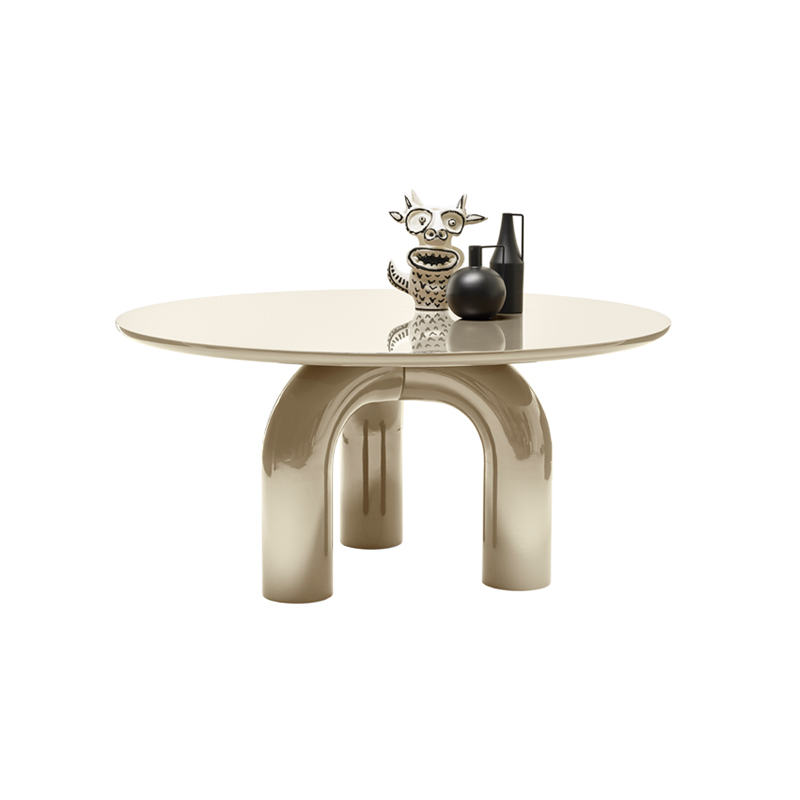 Table ELEPHANTE Ronde Beige laqué brillant MOGG