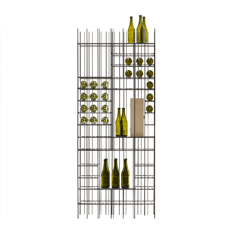 Etagère Porte-bouteilles METRICA A WINE Métal bruni/ verre bronze MOGG