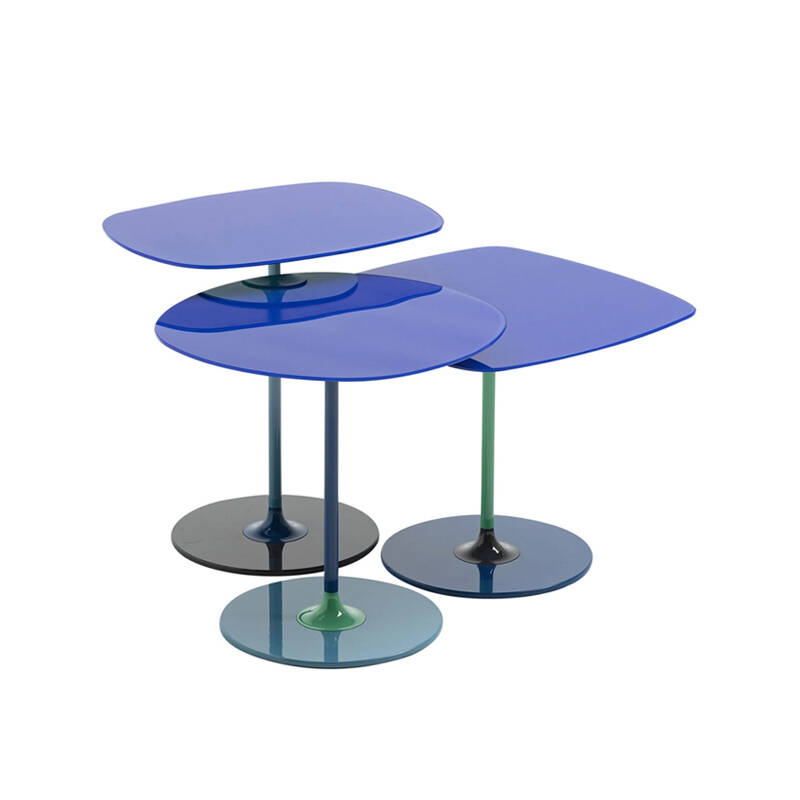 Table d'appoint guéridon THIERRY Set de 3 Bleu KARTELL