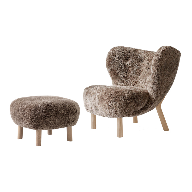 Fauteuil LITTLE PETRA VB1 & Pouf ATD1 Sheepskin Sahara AND TRADITION