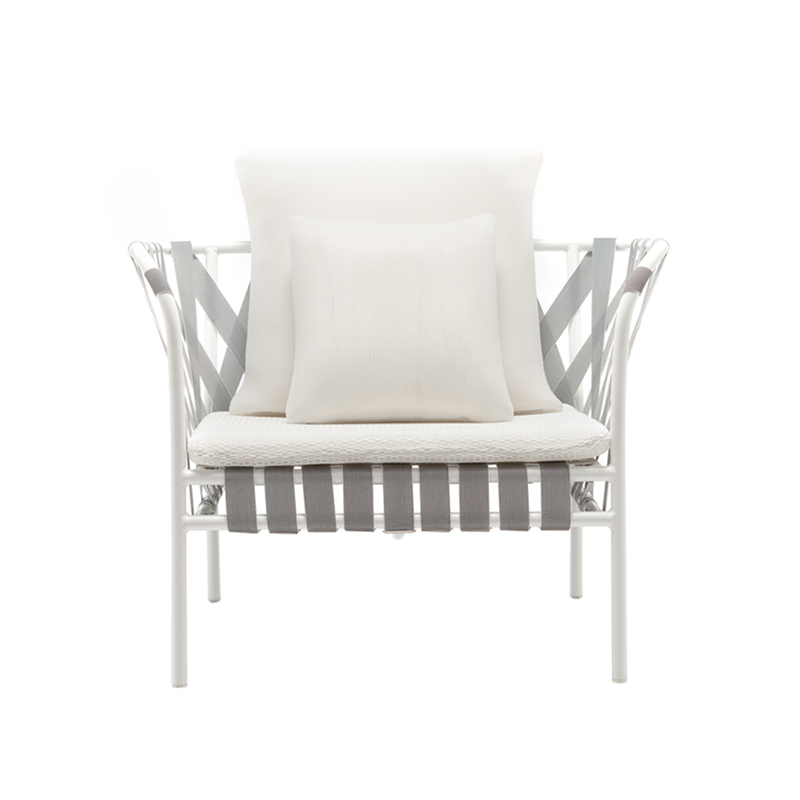 Fauteuil extérieur Fauteuil INOUT 851 Blanc/ sangles grises/ Aspen 03 GERVASONI