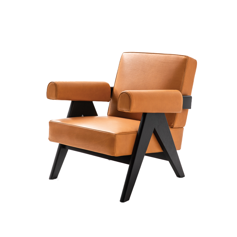 Fauteuil CAPITOL COMPLEX Cuir Naturale / chêne teinté noir CASSINA