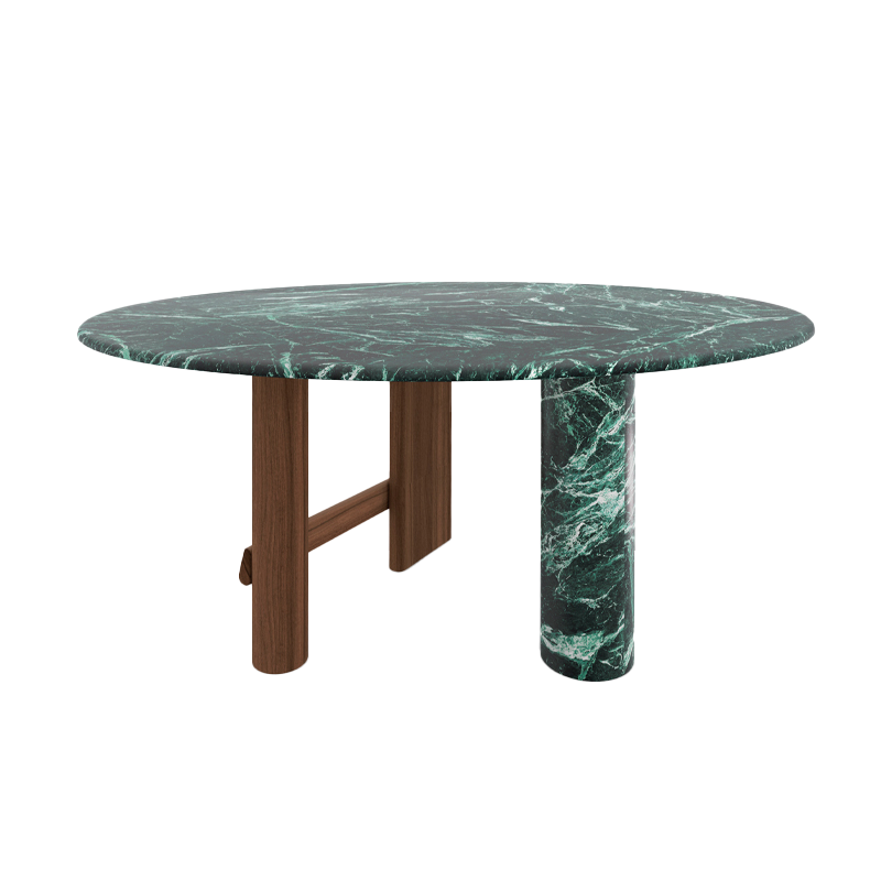 Table SENGU Ø 160 Marbre Verde Alpi/ noyer CASSINA