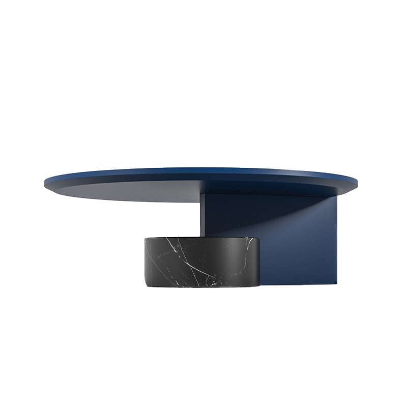 Table basse SENGU LOW Ø 90 Bleu nuit / Marbre Marquina CASSINA