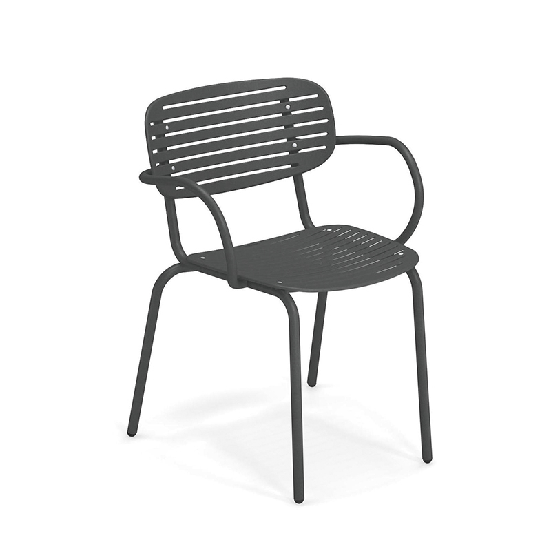 Chaise extérieur MOM avec accoudoirs Fer ancien EMU