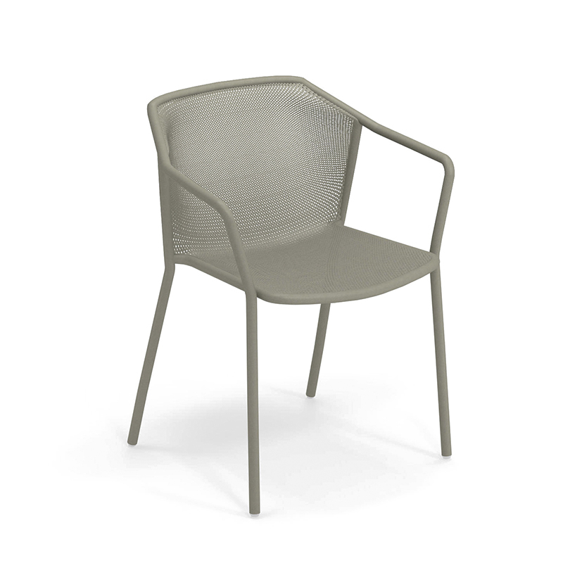 Chaise extérieur DARWIN avec accoudoirs Gris Vert EMU