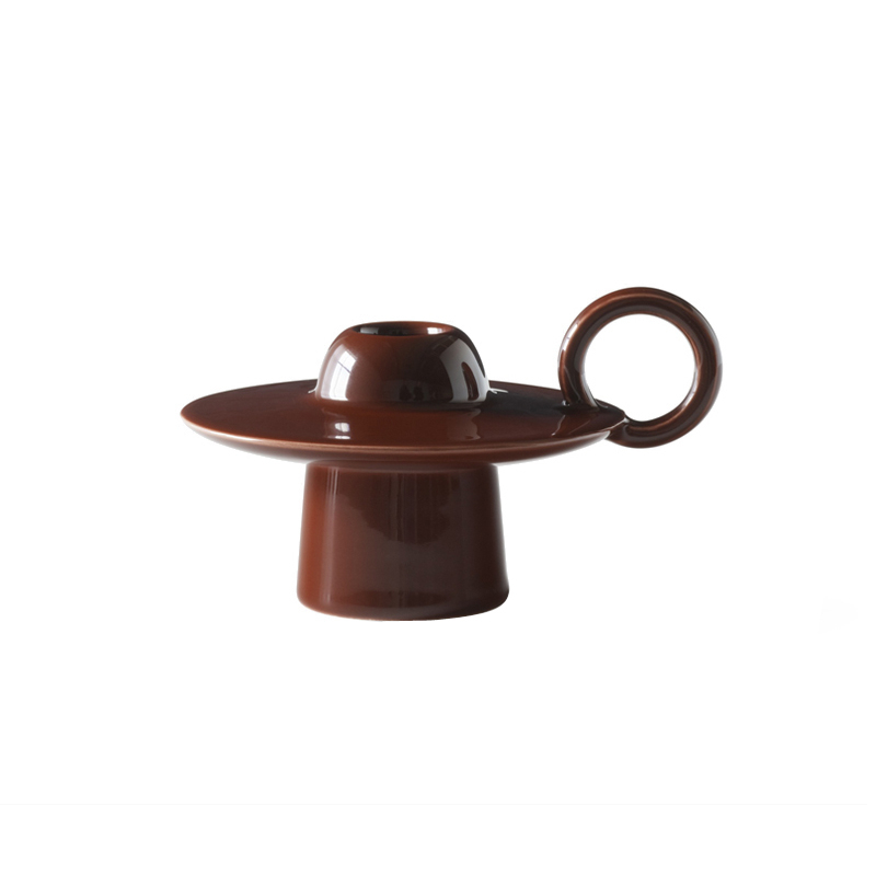 Photophore, bougeoir et bougie Bougeoir MOMENTO JH39 Marron rouge AND TRADITION