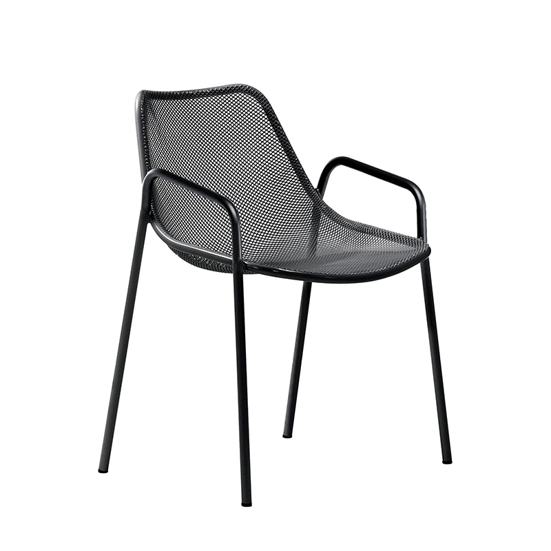 Chaise extérieur ROUND avec accoudoirs Noir EMU