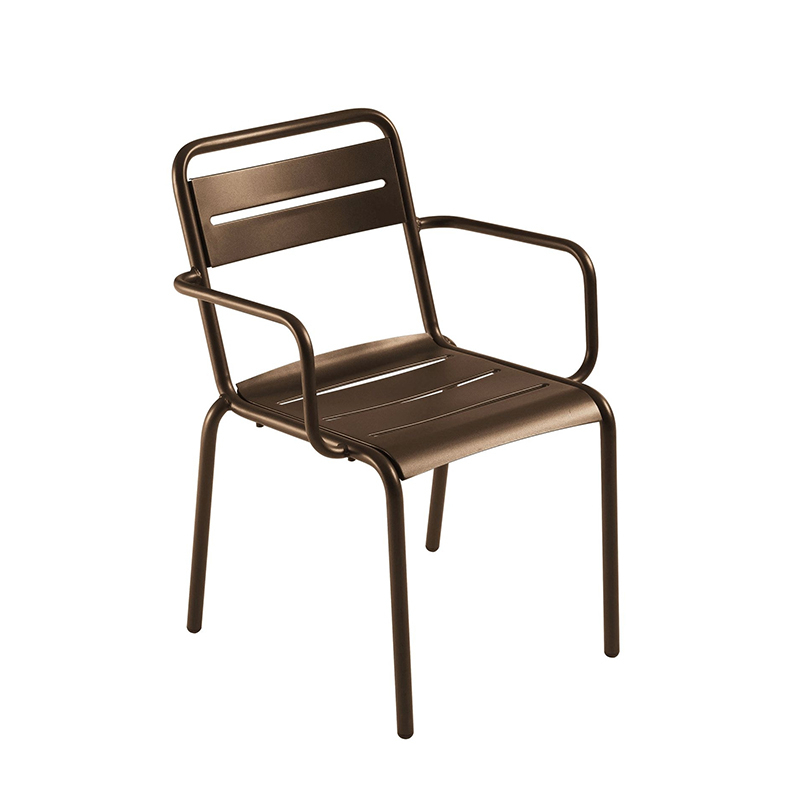 Chaise extérieur STAR avec accoudoirs Marron d'Inde EMU
