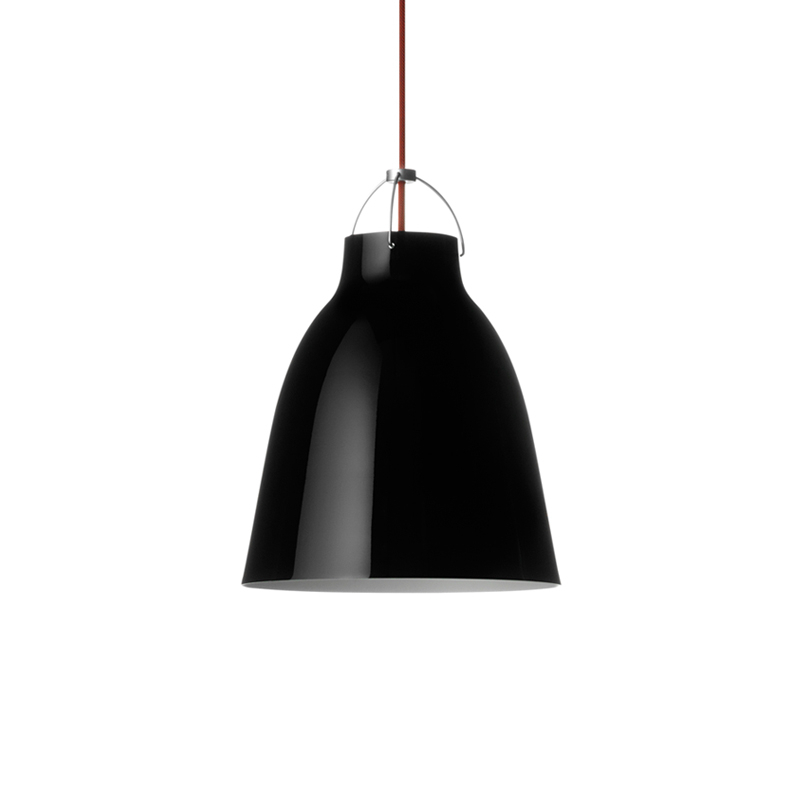 Suspension CARAVAGGIO P2 Noir brillant/ câble rouge FRITZ HANSEN