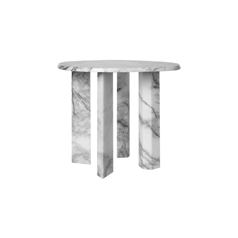 Table d'appoint guéridon TAULA H 45 Marbre blanc et charbon FERM LIVING