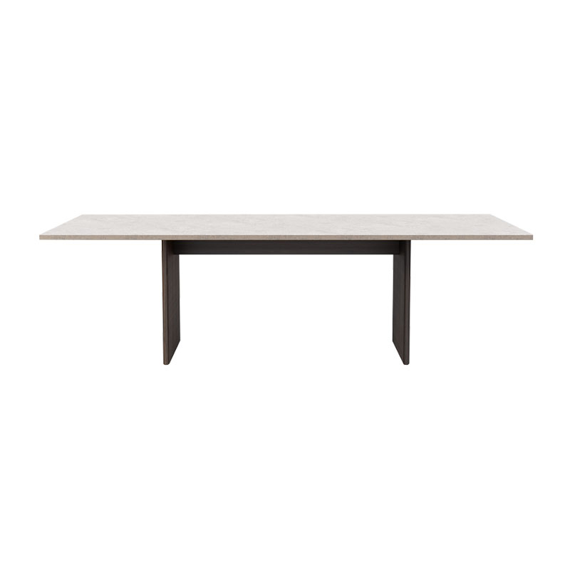Table CABIN SQUARE Pierre calcaire Jura gris-bleu / Chêne foncé VIPP