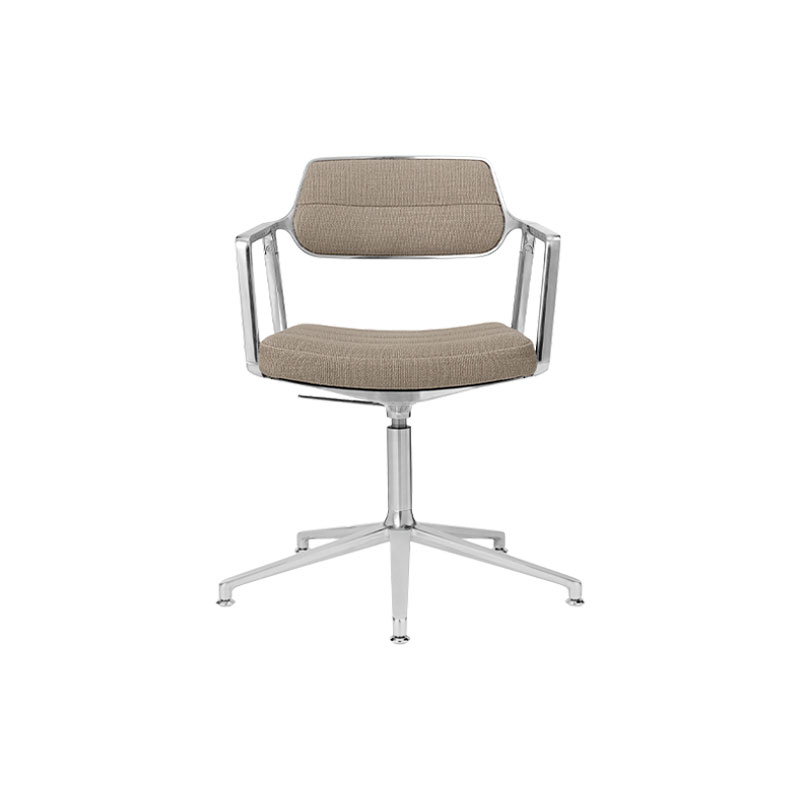 Fauteuil de bureau SWIVEL CHAIR à patins Tissu sable foncé / Aluminium poli VIPP