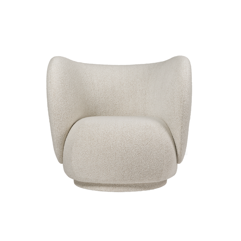 Fauteuil RICO pivotant Soft Bouclé Soft Bouclé Blanc cassé mélange FERM LIVING