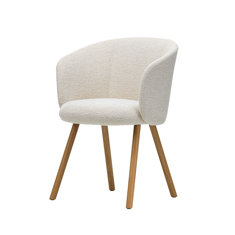 Chaise MIKADO pieds chêne Nubia 01 ivoire perle/ chêne VITRA