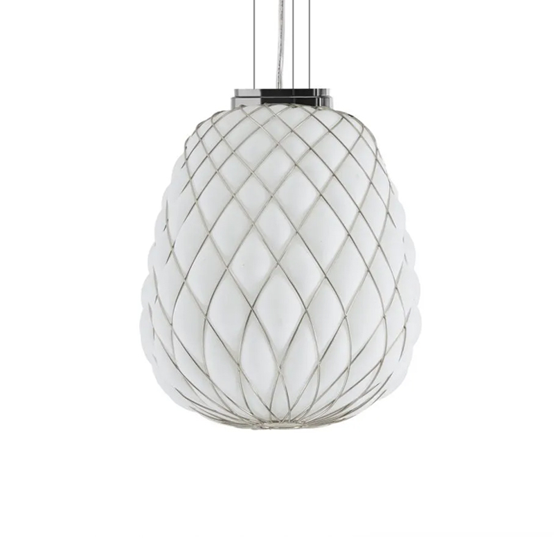 Suspension PINECONE Large Chrome/ blanc FONTANA ARTE