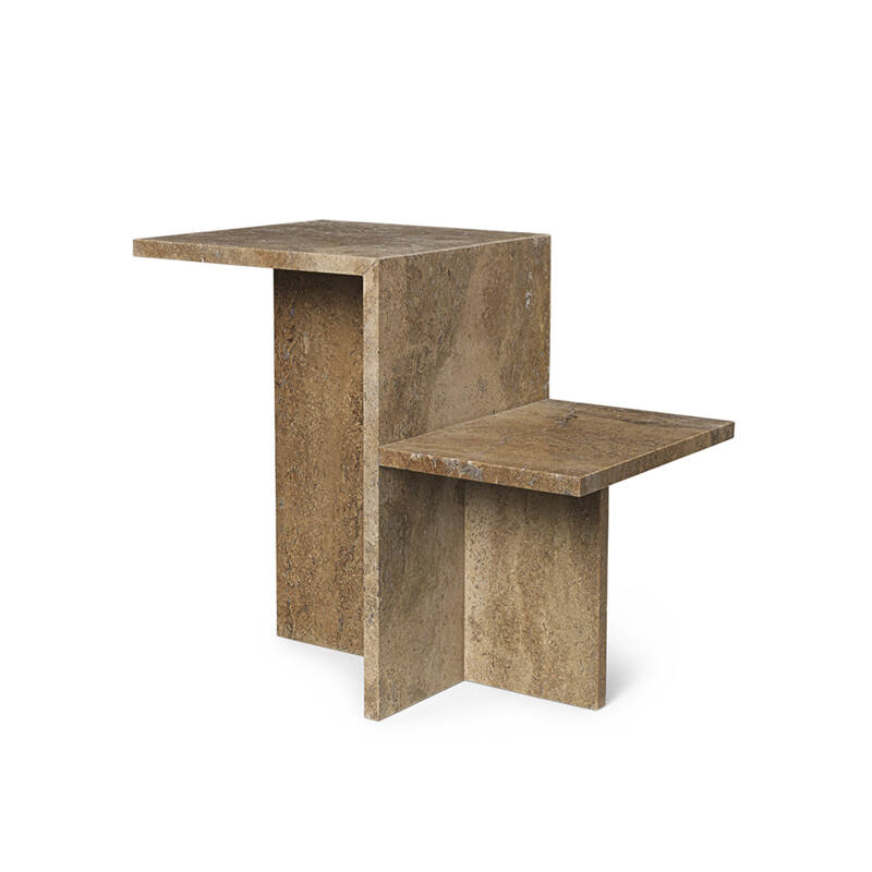 Table d'appoint guéridon DISTINCT Travertin Travertin marron foncé FERM LIVING