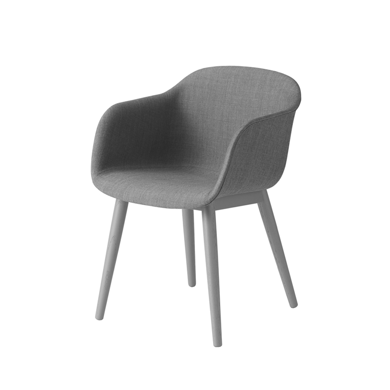 Chaise FIBER ARMCHAIR pieds bois coque tissu Rouge 643 MUUTO