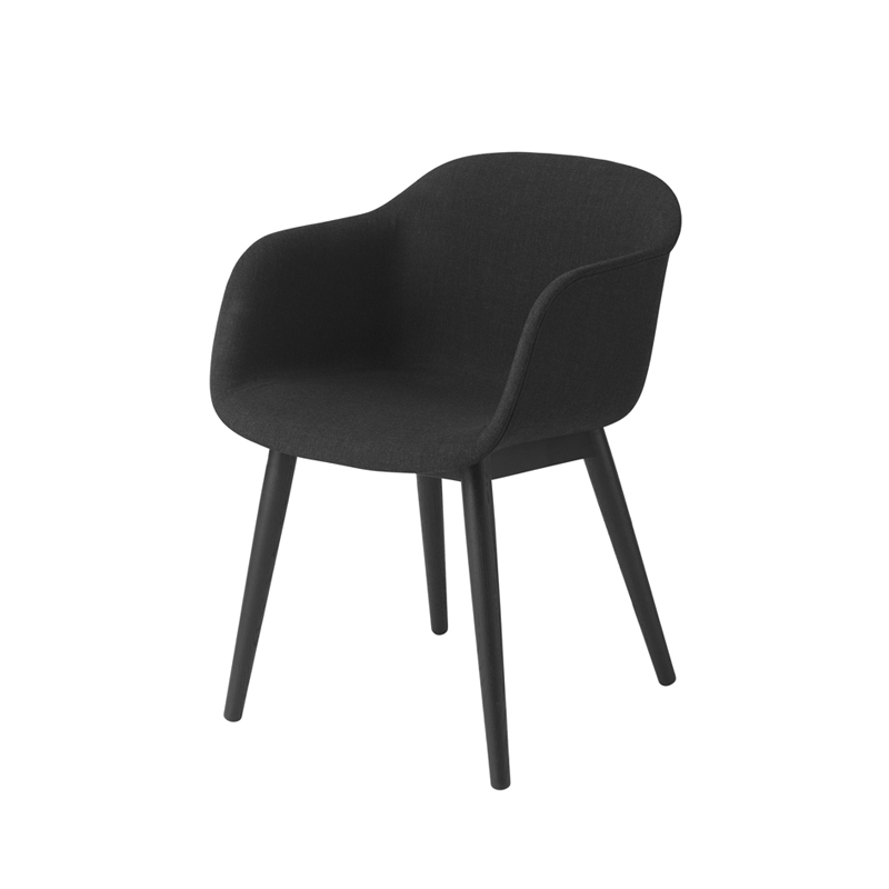 Chaise FIBER ARMCHAIR pieds bois coque tissu Gris 133 MUUTO