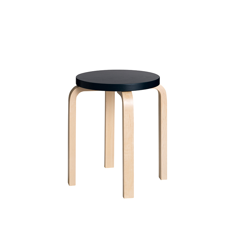 Tabouret E60 assise laquée Noir ARTEK