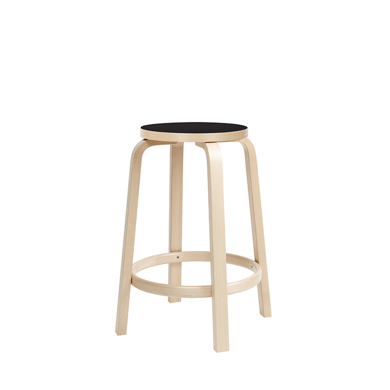 Tabouret haut 64 Bouleau / Noir ARTEK
