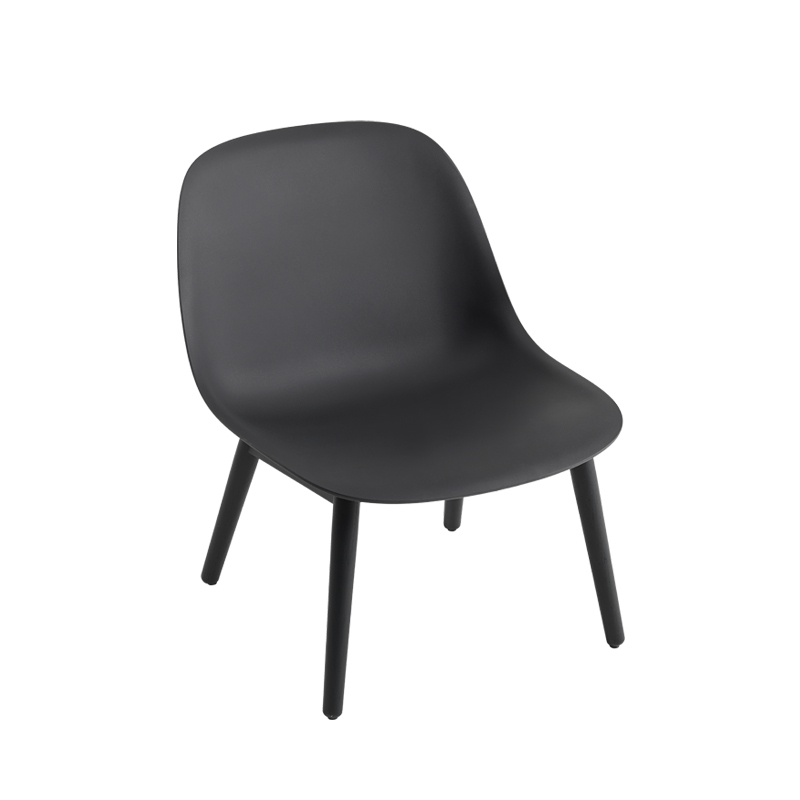 Fauteuil FIBER LOUNGE Pieds bois Noir MUUTO