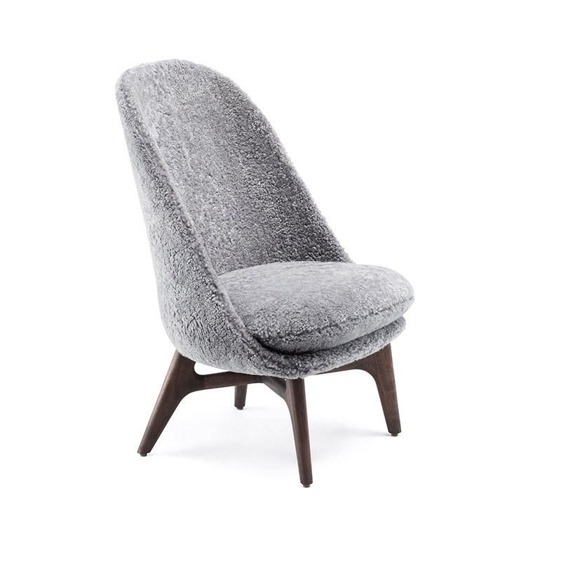 Fauteuil SOLO LOUNGE Peau de mouton bouclée grise DE LA ESPADA