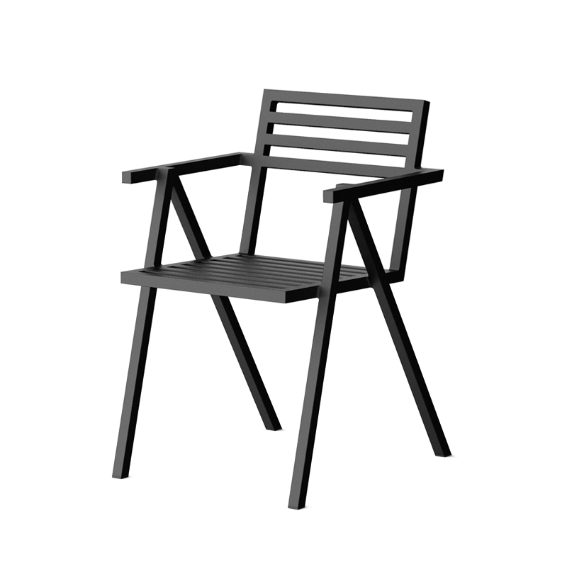 Chaise extérieur Chaise empilable avec accoudoirs 19 OUTDOORS Noir NINE