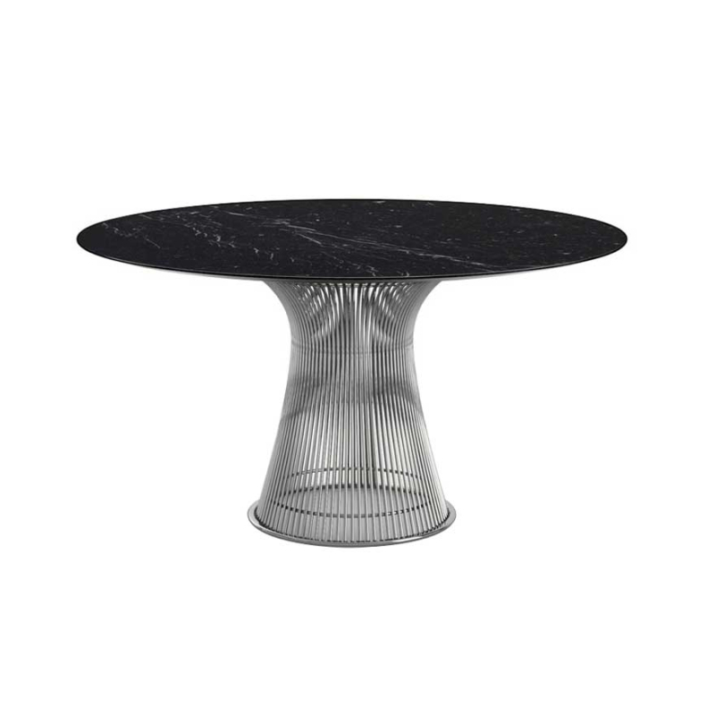 Table PLATNER Ø 135 Marbre Noir veiné blanc KNOLL
