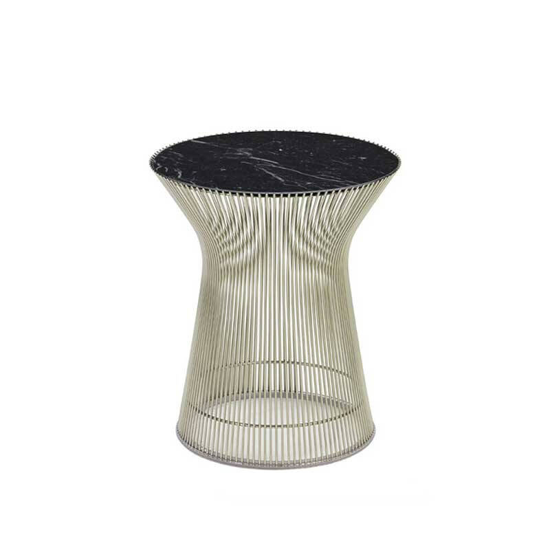 Table d'appoint guéridon PLATNER Ø 40 Marbre Noir veiné blanc KNOLL