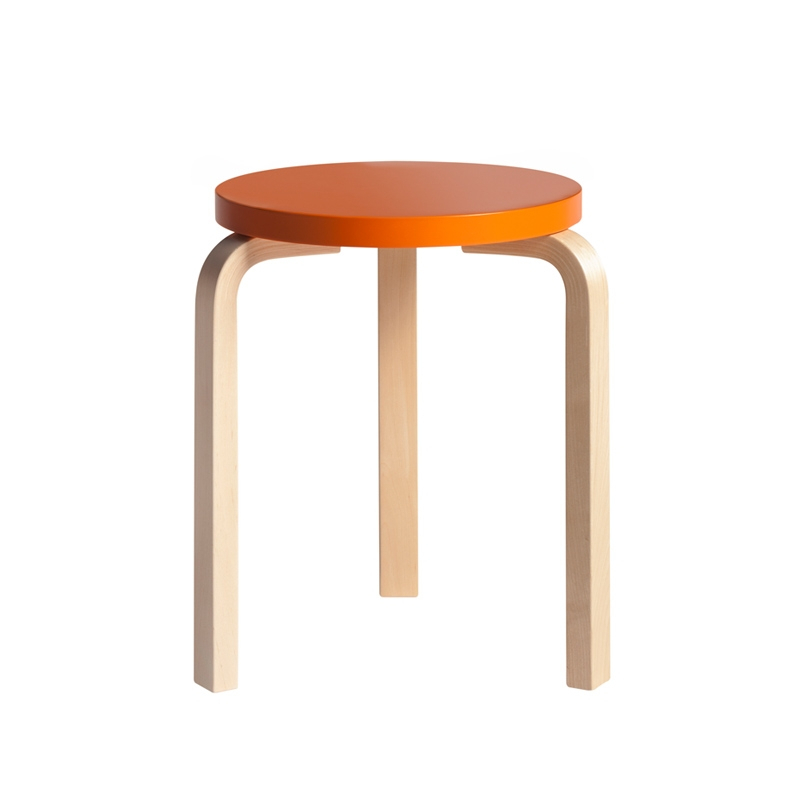 Tabouret 60 assise laquée Orange ARTEK