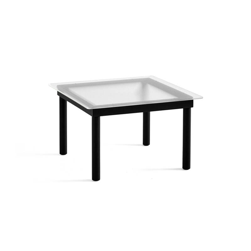Table basse KOFI 60x60 Noir/ verre cannelé transparent HAY