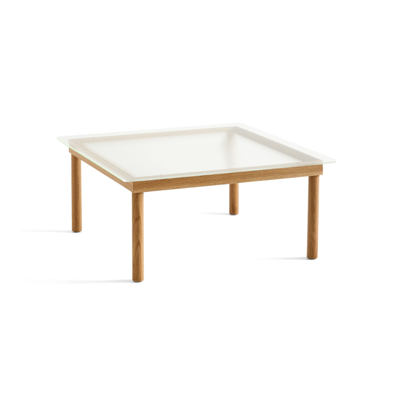 Table basse KOFI 80x80 Chêne/ verre cannelé transparent HAY