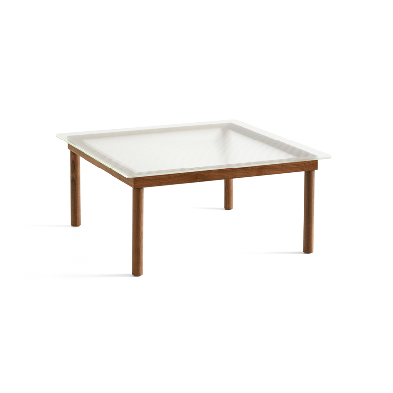 Table basse KOFI 80x80 Noyer/ verre cannelé transparent HAY
