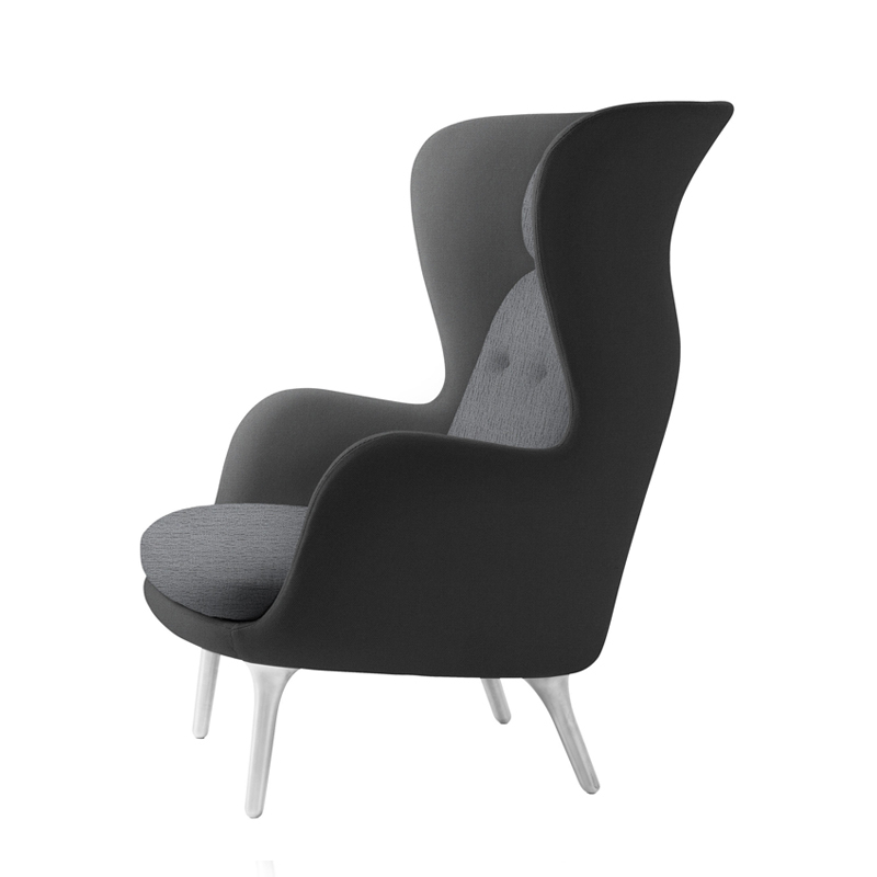 Fauteuil RO pieds aluminium Gris uni/ gris 1172/1173 FRITZ HANSEN