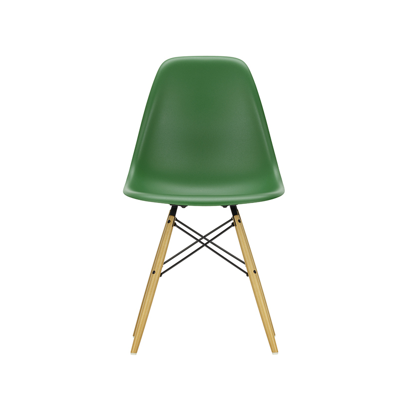 Chaise EAMES PLASTIC CHAIR DSW érable nuance de jaune Vert émeraude RE VITRA