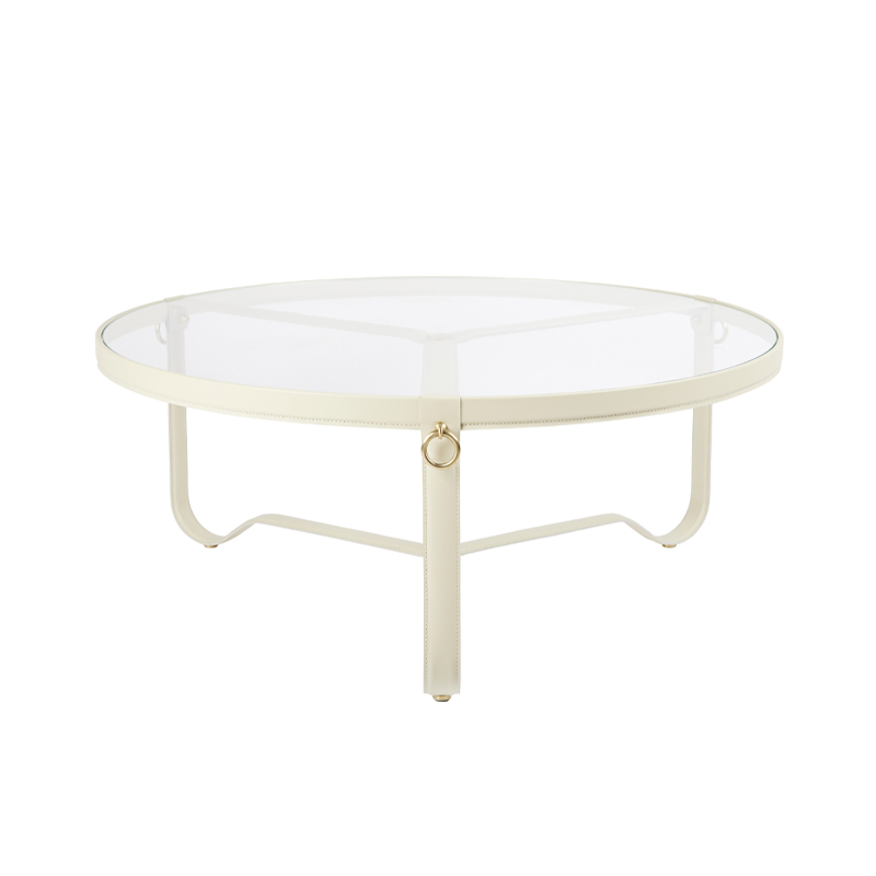 Table basse ADNET Ø 100 Cuir crème GUBI