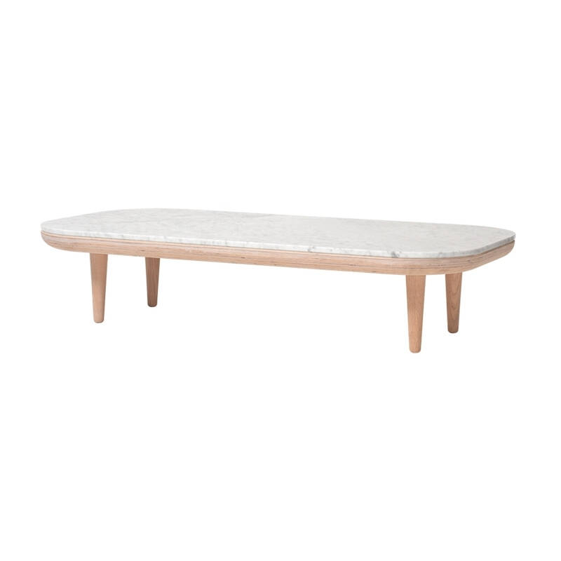 Table basse FLY SC5 120x60 Marbre Carrara blanc/ chêne huilé blanc AND TRADITION